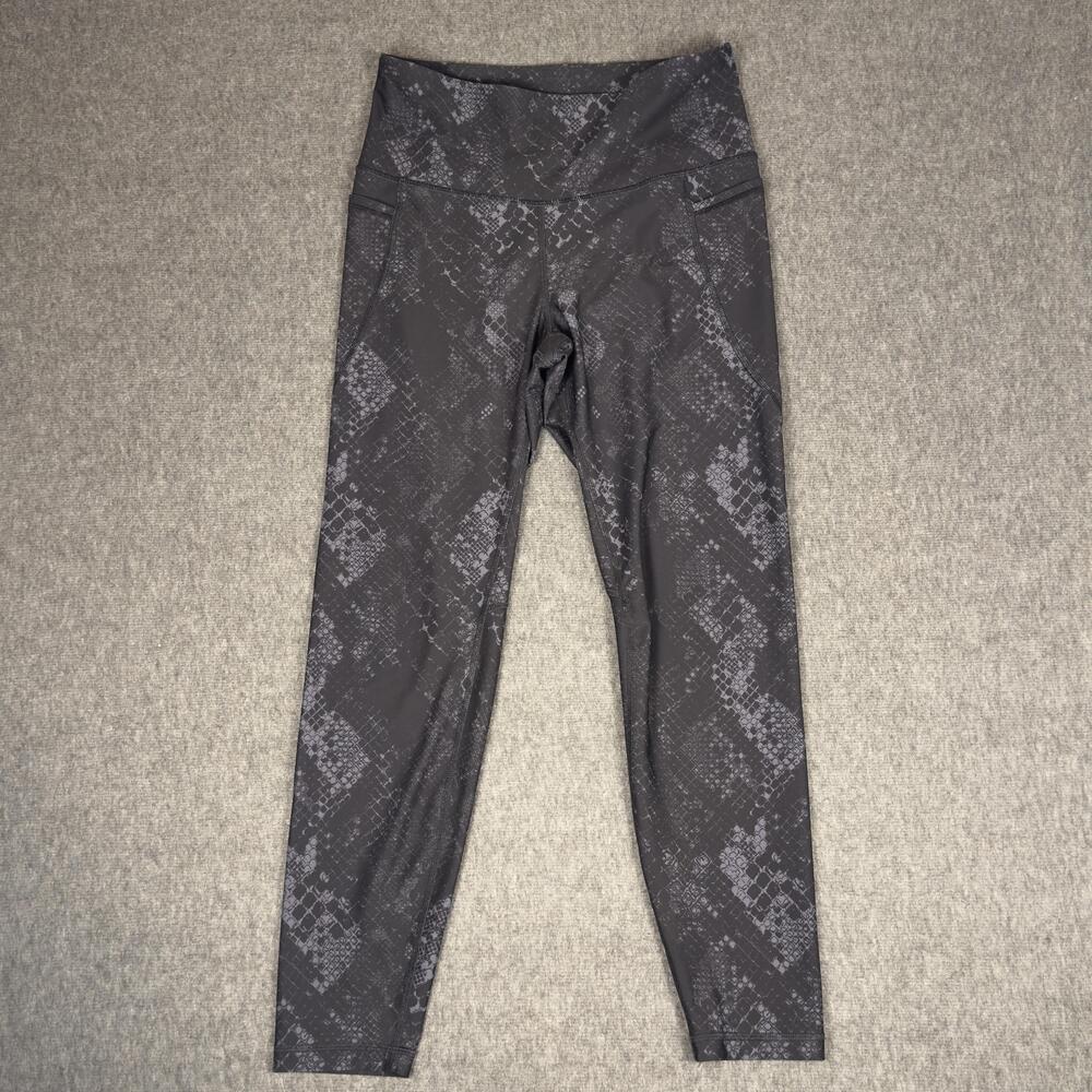Old Navy Leggings Womens Large Gray Snake Print High Rise Ankle Pockets Athletic